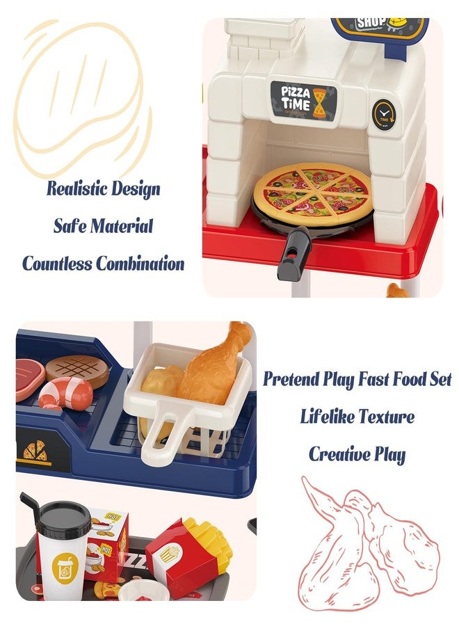 Lonfypeng Kids Pizza Oven Play Set: Ice Cream Maker, Card Reader, Cash Register, Play Food (Pizza, Chicken Nuggets, Fries) Play Money - Educational Toy Kitchen Ages 3+ - Image 2
